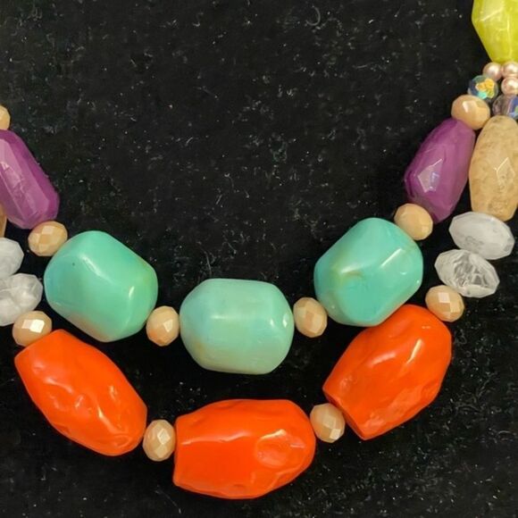 2014 20” Premier Designs silver plated double stranded colorful beaded necklace - Picture 2 of 10